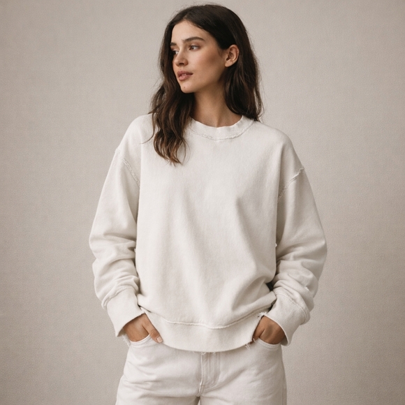 aerie Sweaters - Aerie Oversized Crewneck Sweatshirt Size M Colour White 100% Cotton